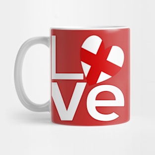 White Red English LOVE Mug